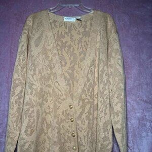 Womens Elisabeth Liz Claiborne Gold Tan Cardigan Size 1